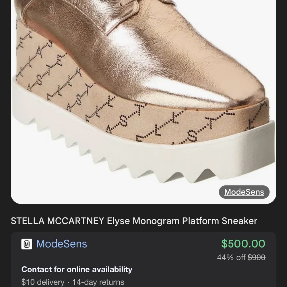 Stella McCartney Rose Gold Platform Shoes